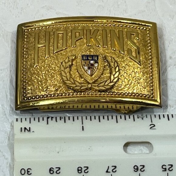 VTG The Johns Hopkins University 1950's Baltimore Brass Belt Buckle 2"x1.5" - Picture 2 of 7